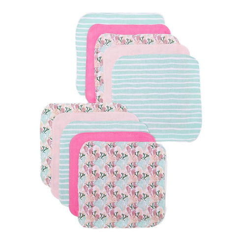 Spasilk Washcloth Wipes Set for Newborn Boys and Girls, Soft Terry Washcloth Set, Pack of 10, Pink Coral...