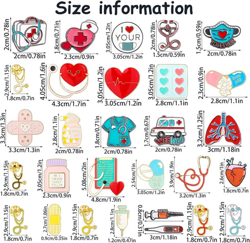 29 Pcs Nurse Stethoscope Enamel Pins Cute Brooch Pins Inspirational Cartoon Lapel Pins Badges Doctor for Nurses' Day Gifts Hat Jacket Bag Decor...
