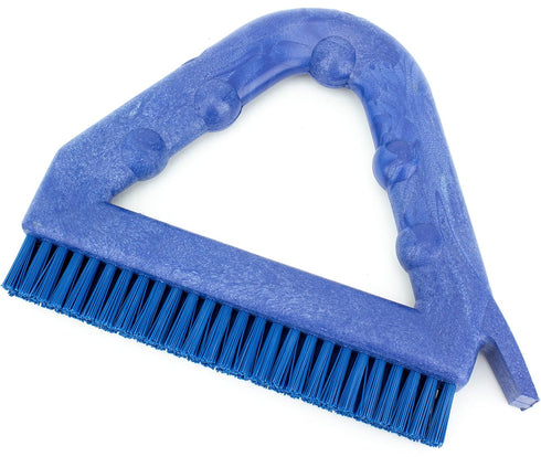 SPARTA Blue Plastic Grout Brush, Triangle-Shaped Scrub Brush with Scraper for Cleaning Tiles and Grout, 9 x 7 x 7 Inches...