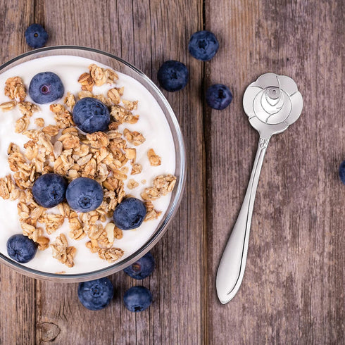 Maitys 16 Pieces Stainless Steel Flower Coffee Spoon Dessert Sugar Ice Cream Stirring Tea Spoon Set for Tableware Kitchen, Cafe or Bar(Silvery)...