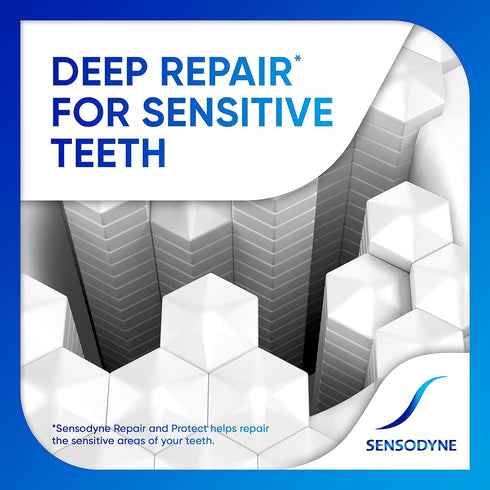 Sensodyne Repair and Protect Whitening Toothpaste, Toothpaste for Sensitive Teeth and Cavity Prevention, 3.4 oz (Pack of 2)...