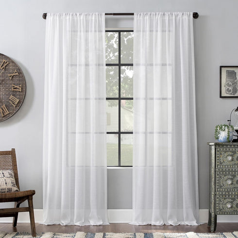 Archaeo Slub Textured Linen Blend Curtain, 52" x 84", White...