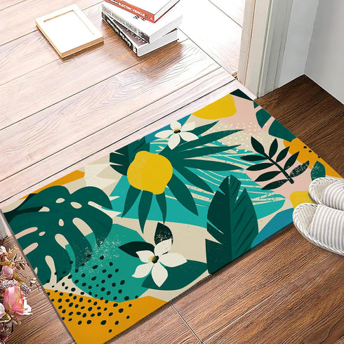Door Mat,Abstract Modern Welcome Mat,Tropical Palm Leaves Doormats Indoor Entrance, Indoor Outdoor Mat, Low-Profile Floor Rugs for Entry, Patio, 1...