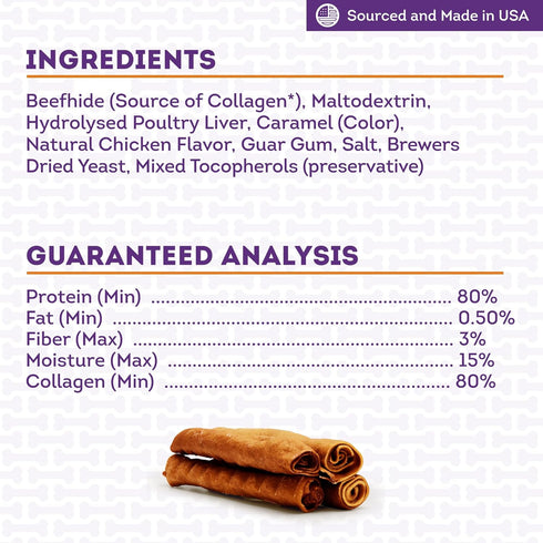 USA Collagen Rolls 9-10" Dog Chew Treats - Chicken Marinade Flavor, 4 Count/1 Pack...