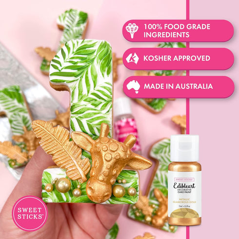 Sweet Sticks Edible Art Decorative Cake Paint 0.5 Ounce (15 Milliliters), Metallic Glamorous Gold...