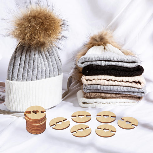 60pcs Pom Poms Buttons for Hats, Wooden Handmade Buttons Removable Love Button Crafts Faux Fur Pom Pom Fastener Holder Sewing Clothing Accessories...