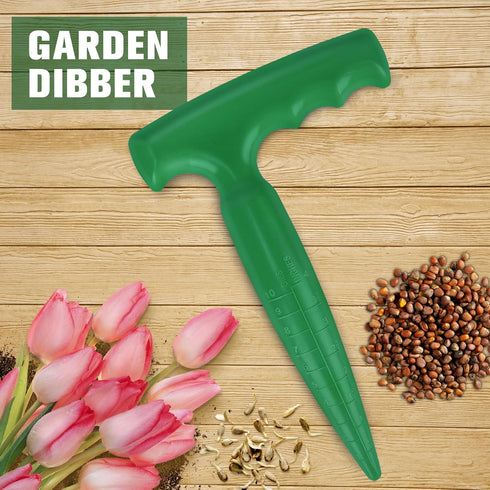 6.9 inch Bulb Planter Tool - Plastic Sow Dibbler with Handle - Garden Hand Dibber for Plant - Seed Planter Tool for Sowing Seeds,Planting Bulbs,Di...