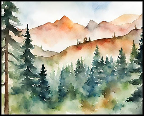 Posterizer 1 pcs- mountains and trees beautiful landscape nature 4-Landscape & Nature Art-Floral Botanical Art- Decor for Home & Office- unframed ...