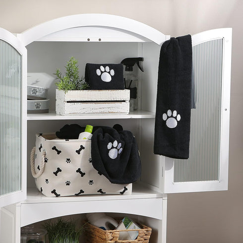 Bone Dry Pet Grooming Towel Collection Embroidered Absorbent Microfiber Drying Set, 15x30, Black, 3 Count...