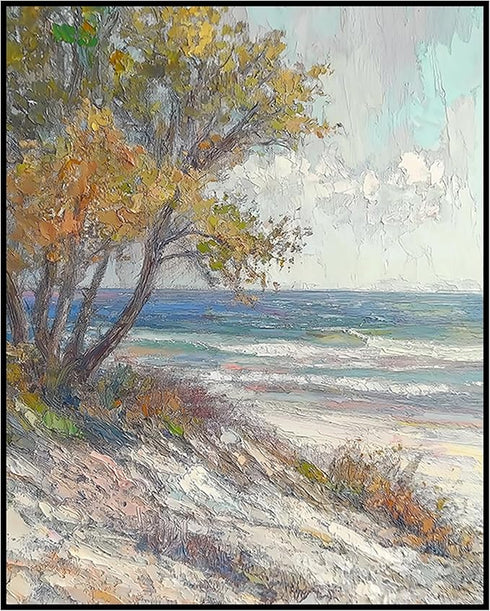 Posterizer 1 pcs-coastal landscape in classic oil painting style 1-Collectibles & Fine Art-Landscape & Nature Art-Gift for Men Women Teens- unfram...