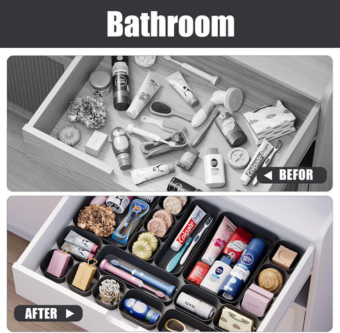 Plastic Drawer Organizers, 10 PCS Drawer Organizer Bins, Bathroom and Vanity Organizer Plastic Tray, Makeup organizer and storage for Makeup, Bedr...