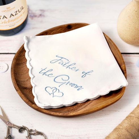 W&F GIFT Wedding Handkerchief - 12" x 12" - Something Blue for Bride on Wedding Day - Mother of The Bride Gifts, Bridal Wedding Hankie – Father of...