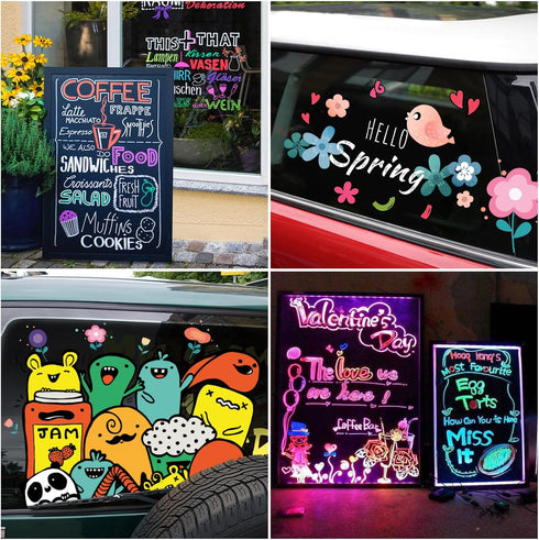 Window Chalk Markers for Cars Glass Washable, 8 Pack 10mm Jumbo Liquid Chalk Marker Pens Chalkboard Markers,Window Paint Washable Markers for Car ...