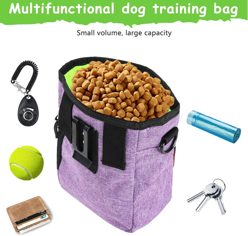 Dog Treat Pouches for Pet Training with Magnetic Closure Treat Pouches for Pet Training,Large Dog Treat Training Pouch and Dog Clicker,Training Tr...