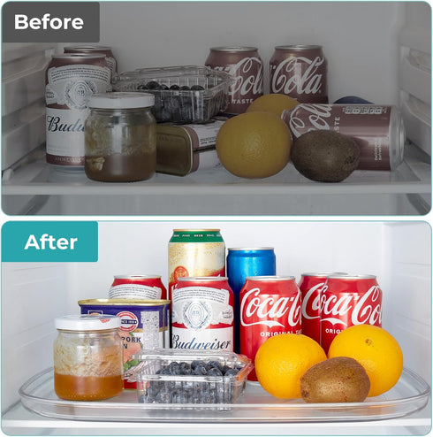 Lazy Susan Turntable Organizer for Refrigerator, 15.95'' Clear Rectangular Fridge Organizer Storage, Lazy Susan for Cabinet, Table, Pantry, Kitche...