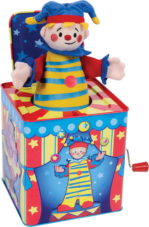 Schylling Silly Circus Jack in the Box - Classic Children's Musical Toy - Colorful Embossed Tin Box and Friendly Plush - Age 18 months and Up...
