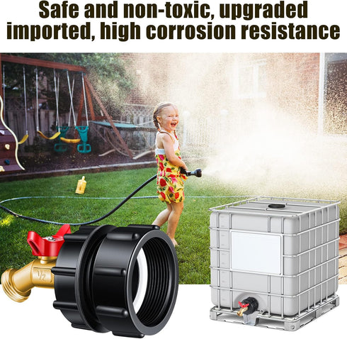 Nuanchu 275-330 Gallon IBC Tote Tank Adapter 2 in 1 IBC Tote and Coarse Thread 3/4 Inch Brass Hose Faucet Valve with Ball Valve for Garden Hose Co...
