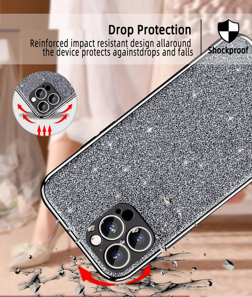 Cell Phone Case Cover for iPhone 12Pro max 6.7" Slim Glitter Shiny Bling Sparkle Cute Girls Women Protective Case for iPhone12 Pro max 6.7" Inch (...