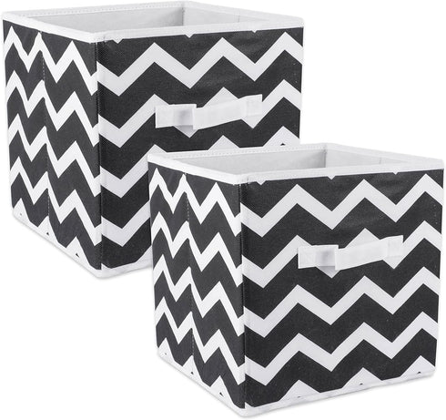 DII Non Woven Polyester Storage Bin, Chevron, Black, Small Set of 2...