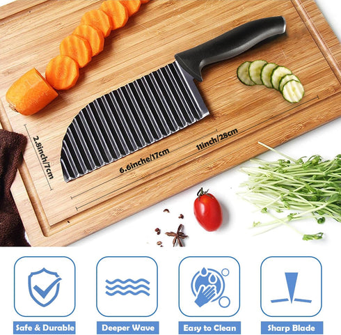 Crinkle Cutter for Veggies Potatoes, Crinkle Knife for Salad Chopping Cucumber Carrot Fruit, Wave Knife Stainless Steel French Fry Slicer...