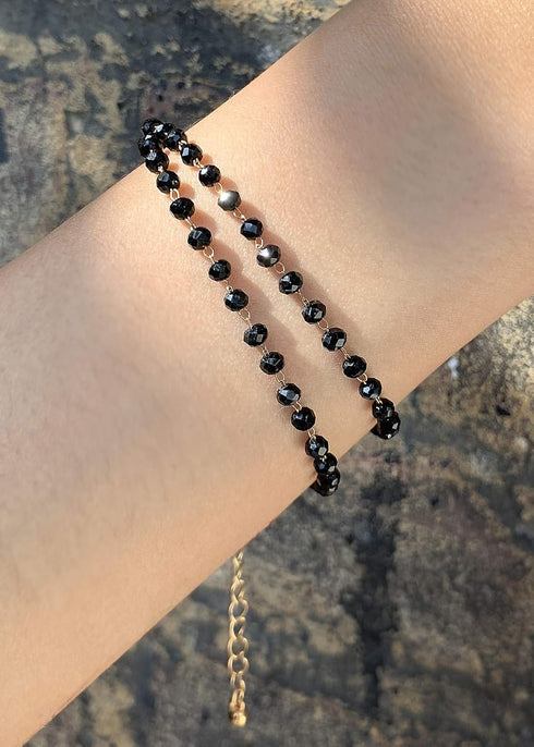 POMINA Dainty Black Rondelle Crystal Beaded Choker Necklace Delicate Multi Faceted Crystal Beads Choker for Women...