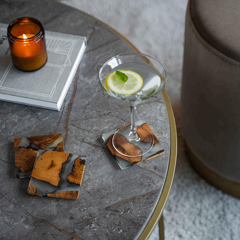 Wooden Coasters Set, Modern Coasters with Holder, Cedar Wood...