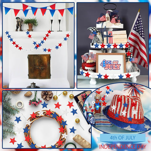 JUNEBRUSHS 260pcs Patriotic Star Buttons, 4th of July Red White and Blue Star Wooden Buttons for Sewing Clothes Accessories Crafts Independence Da...