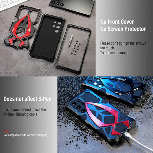 Armor Phone Case for Samsung Galaxy S23 Ultra Military Grade Drop Protection Cover S23Ultra 5G Heavy Duty Hybrid Metal Bumper Built-in Silicone Sh...