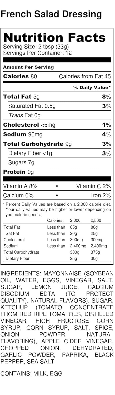 Premium | FRENCH Salad Dressing | Low Saturated Fat | Low Cholesterol | Low Sodium | Crafted in Small Batches with Farm Fresh Herbs for Premium Fl...