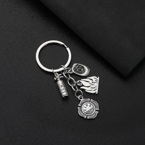 PHAETON 20PCS Fire Extinguisher Hat Keychain Fire Fighter Gift Firefighter Keychain Safety Helmet Pendant Keychain Car Ornament Keychain Pendant F...