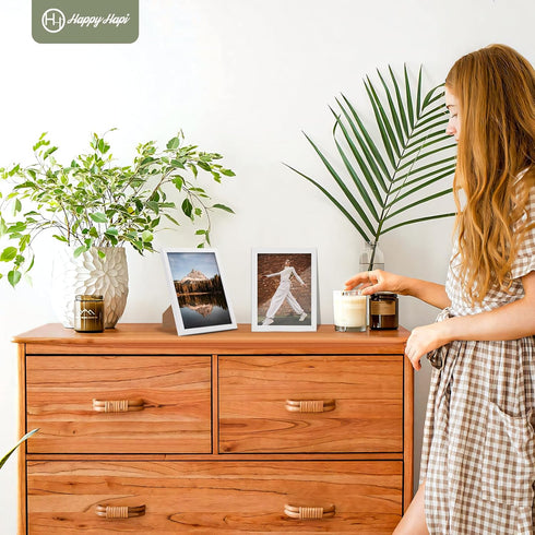 HappyHapi 4x6 Picture Frame White, Wood Photo Frame for 4x6 Pictures, Tabletop or Wall Mount Display Picture Frames for Prints, Photos, Paintings,...