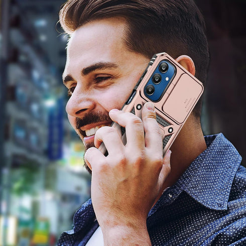 LeYi for Samsung Galaxy A25 5G Case, A25 5G Phone Case with Slide Camera Cover + Tempered Glass Screen Protector, Military-Grade Case with Rotatab...
