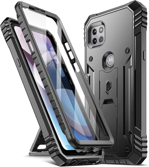 Poetic Revolution Series Case for Motorola Moto One 5G Ace (2021), Full-Body Rugged Dual-Layer Shockproof Protective Cover with Kickstand and Buil...