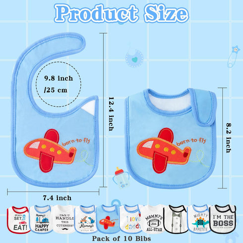 10Pcs Waterproof Baby Bibs Unisex Newborn Babies Food Bibs Baby Keepsake Birthday Gift for Drooling Feeding Eating Teething, 6-12 Months...