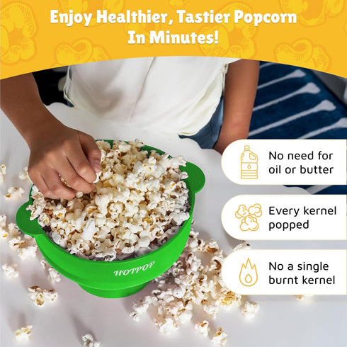 The POPCO Silicone Popcorn Popper - Collapsible Microwave Popcorn Maker - Air Popper Pop Corn Bowl with Handles and Lid - Dishwasher Safe - Large ...