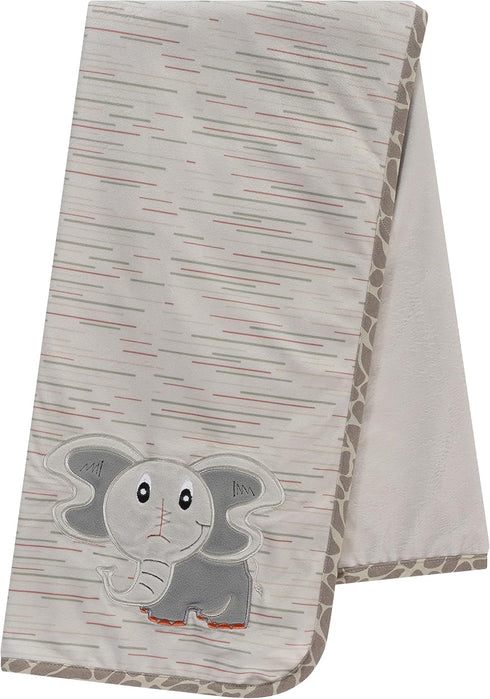 Baby Blanket | Unisex | Super Soft | with Elephant Embroidery on Blanket, Part of Jungle Animal Safari Nursery Collection Gray/Multicoloured, 30x4...