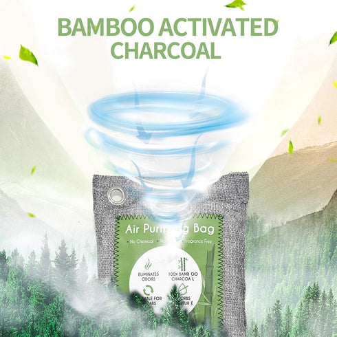 12 Pack Bamboo Air Purifying Bag, Activated Charcoal Bags Odor Absorber, Moisture Absorber, Natural Car Air Freshener, Shoe Deodorizer, Odor Elimi...