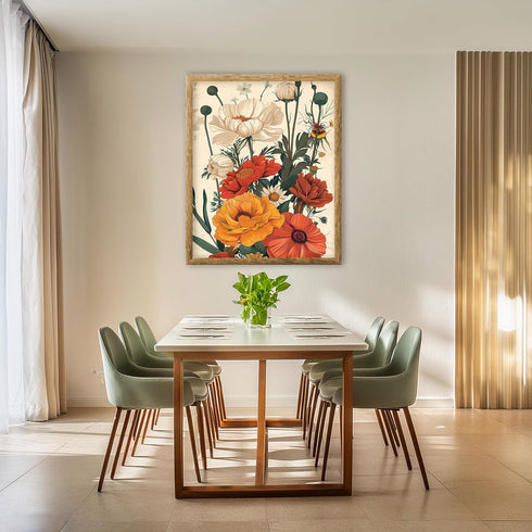 Posterizer 1 pcs-vibrant natural flowers-retro background-Floral & Botanical Art-Abstract & Modern Art-Decor for Home & Office- UNFRAMED Wall Art...