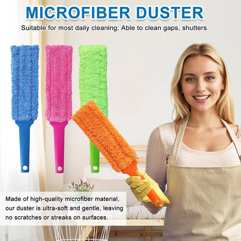 4 Pack 16-Inch Length Microfiber Dusters, Reusable and Washable, Soft Fibers with Strong Dust Adsorption Ability,Very suitable for home cleaning, ...