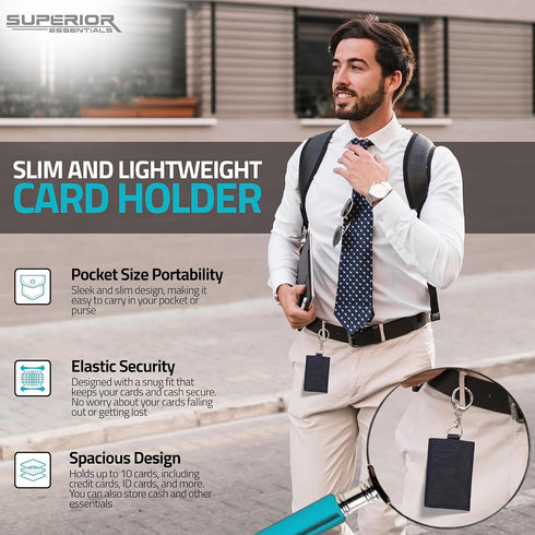 Nylon Thread Wallet - Front Pocket Minimalist Wallet for Men and Women with a Classy D-Ring and Anchor Chain - Classy Slim Wallet Card Holder (Bla...