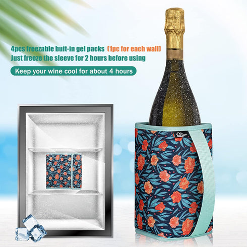 WK IEASON Standard Wine Cooler Sleeves Portable Champagne Insulator Sleeve Can Cooler Beer Cooler Cover- Keeps Wine & Champagne Chilled for Hours ...