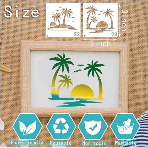 45pcs Palm Tree Stencils for Painting on Wood Summer Stencils Paint Beach Palm Burning Patterns Template on Art Craft Canvas Wall Fabric Rock (45 ...