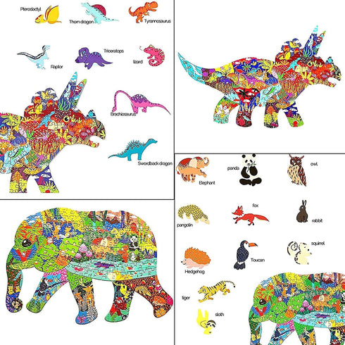 Puzzles for Kids Ages 4-8, 8-10 and Adults - Elephant - 200 Piece Shaped Puzzle Animal Shaped Jigsaw Puzzles Kids Educational Games Toys for Home ...