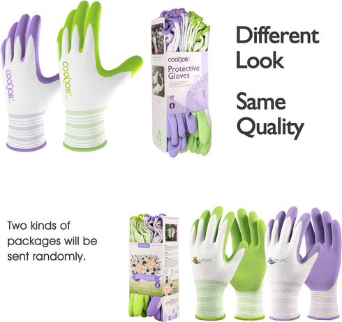 COOLJOB Gardening Gloves Best Gift for Women Ladies, 6 Pairs Breathable Rubber Coated Yard Garden Gloves, Outdoor Protective Work Gloves with Grip...