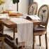 Wracra Rustic Linen Table Runner Farmhouse Style Table Runners 72 inches Long Embroidered Fall Table Runner with Hand-Tassels for Party, Dresser a...