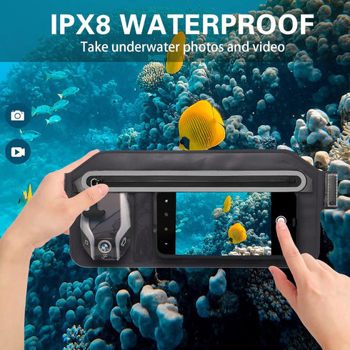 Waterproof Phone Pouch,IPX8 Waterproof Phone Case with Adjustable Waist Strap,Compatible with iPhone Whole Series Galaxy Whole Series up to 7",Wai...