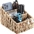 BTSKY 3 Slots Natural Woven Remote Control Holder for Desk Water Hyacinth Media TV Caddy Storage Holder Office Supply Storage Rack Desk Accessorie...