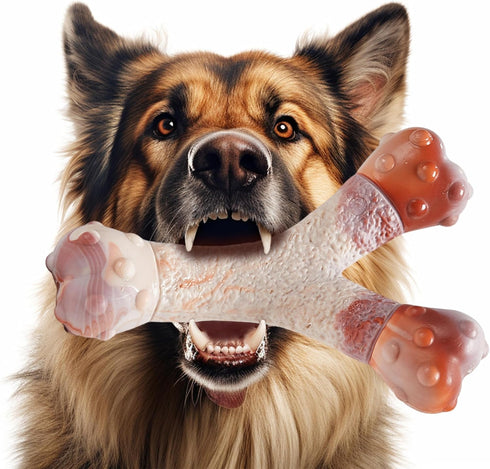 Dog Chew Toys for Aggressive Chewers Medium/Large Breed,Bacon Flavor,Tough Dog Bones with Nylon(1 Pack)...