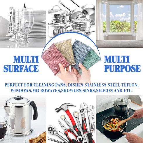 6pcs Stainless Steel Scrubber 2pcs Heavy Duty Scrub Sponges 1pcs Dish Clean Towel for Kitchens Bathroom and More...