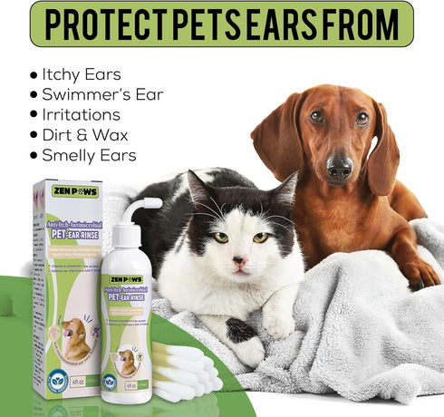 Dog and Cat Ear Cleaner Solution – Ear Drops - - Advanced Veterinary Formula. Remove Wax and Build up and Relieve Itchiness - Alcohol-Free...